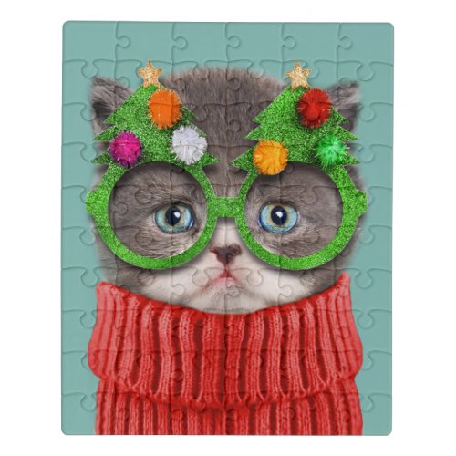 Cutest Baby Animals  Cat Christmas Sweater Jigsaw Puzzle
