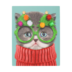 Cutest Baby Animals   Cat Christmas Sweater Metal Print