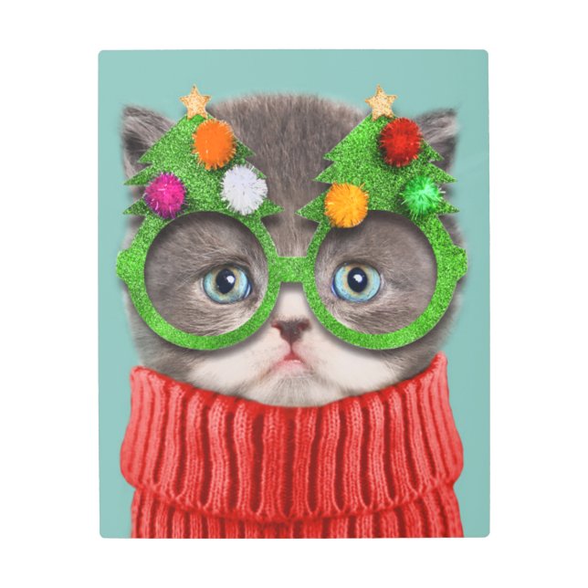 Cutest Baby Animals | Cat Christmas Sweater Metal Print (Front)