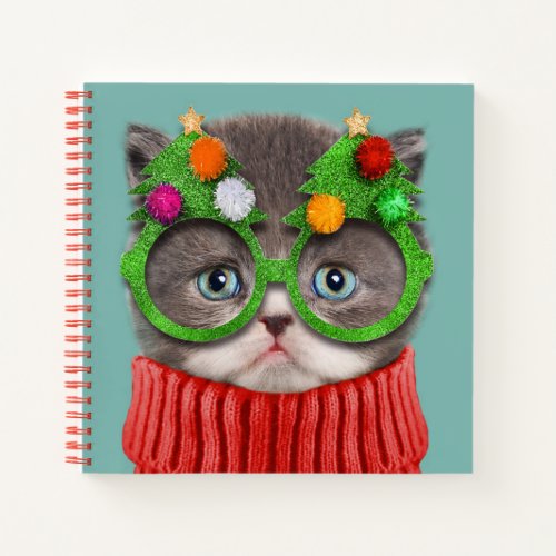 Cutest Baby Animals  Cat Christmas Sweater Notebook
