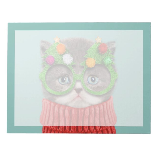 Cutest Baby Animals | Cat Christmas Sweater Notepad (Front)
