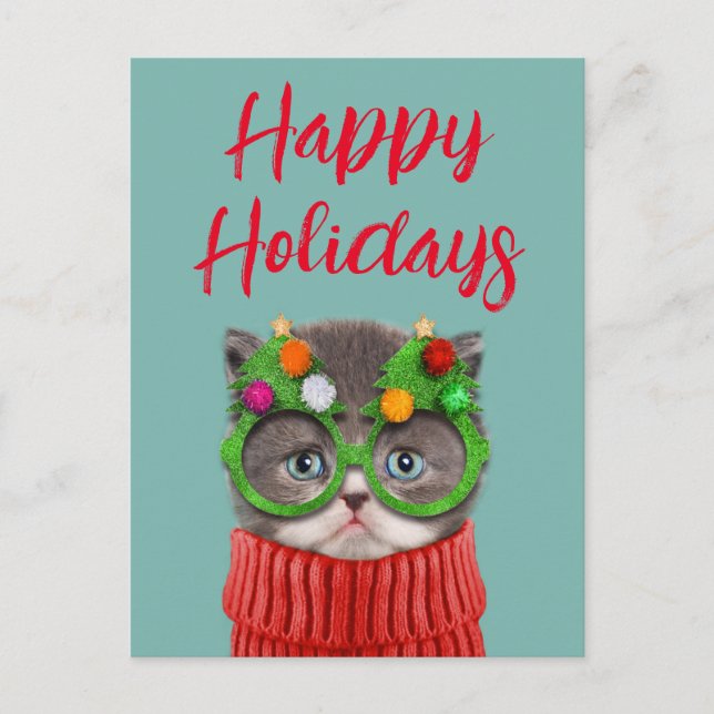 Cutest Baby Animals | Cat Christmas Sweater Postcard (Front)