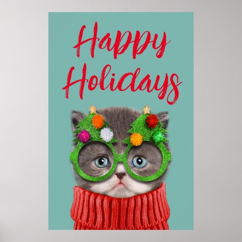 Cutest Baby Animals  Cat Christmas Sweater Poster