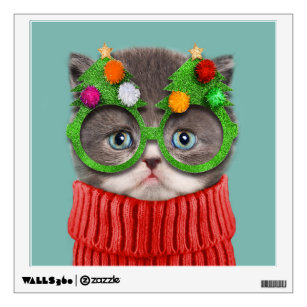 Cutest Baby Animals   Cat Christmas Sweater Wall Decal