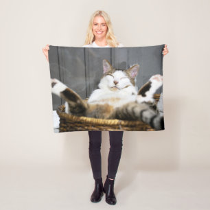 Cutest Baby Animals Cat in Bed Fleece Blanket
