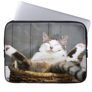 Cutest Baby Animals Cat in Bed Laptop Sleeve