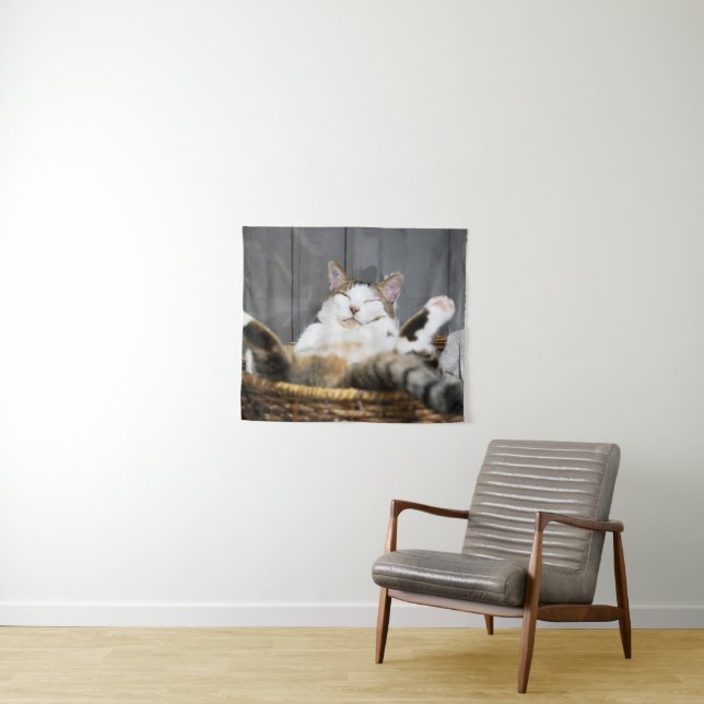 Cutest Baby Animals | Cat in Bed Tapestry (In Situ (Horizontal))