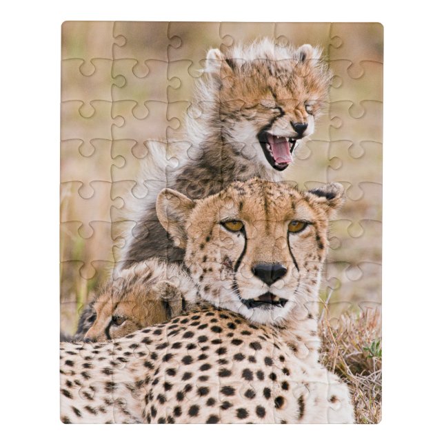 Cutest Baby Animals | Cheetah Cat & Cub Jigsaw Puzzle (Puzzle Vertical)
