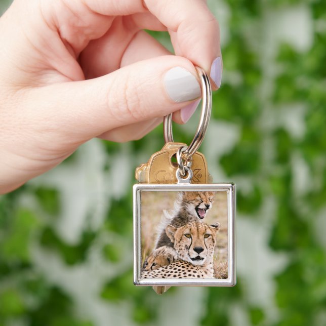 Cutest Baby Animals | Cheetah Cat & Cub Keychain (Hand)