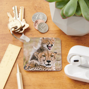 Cutest Baby Animals Cheetah Cat & Cub Keychain