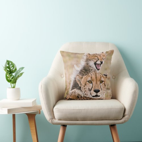 Cutest Baby Animals  Cheetah Cat  Cub Throw Pillow