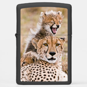 Cutest Baby Animals Cheetah Cat & Cub Zippo Lighter