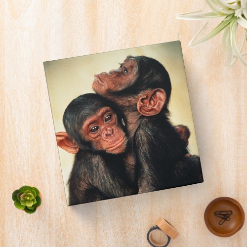 Cutest Baby Animals  Chimpanzee Hug 3 Ring Binder