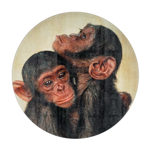 Cutest Baby Animals | Chimpanzee Hug Cutting Board (Front)