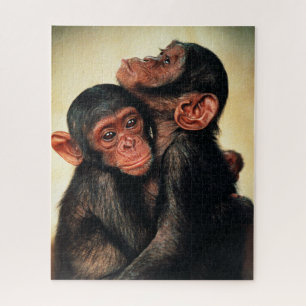 Cutest Baby Animals Chimpanzee Hug Jigsaw Puzzle