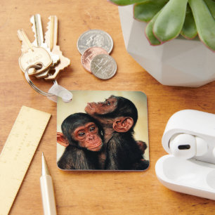 Cutest Baby Animals Chimpanzee Hug Keychain