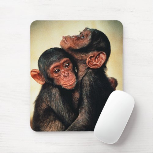 Cutest Baby Animals  Chimpanzee Hug Mouse Pad
