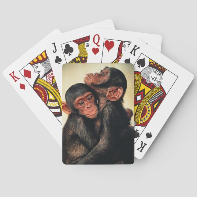 Cutest Baby Animals | Chimpanzee Hug Poker Cards (Back)