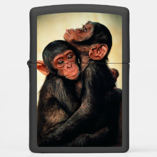 Cutest Baby Animals Chimpanzee Hug Zippo Lighter
