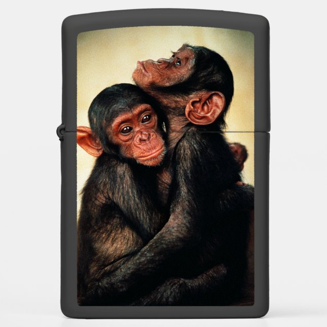 Cutest Baby Animals | Chimpanzee Hug Zippo Lighter (Front)