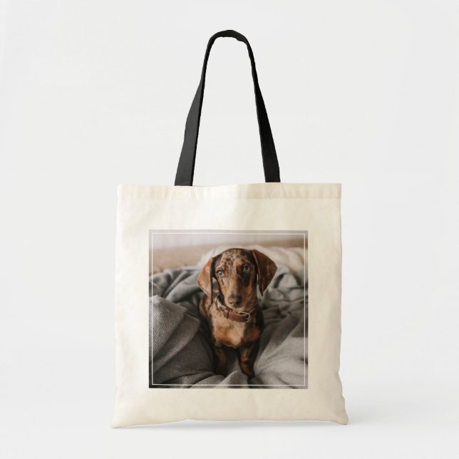 Cutest Baby Animals | Chocolate Dapple Dachshund Tote Bag (Front)