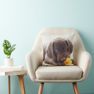 Cutest Baby Animals Chocolate Labrador Puppy Throw Pillow