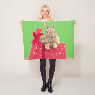 Cutest Baby Animals   Christmas Holiday Bunny Fleece Blanket