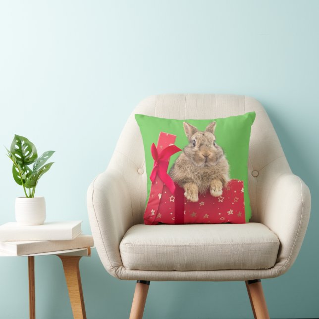 Cutest Baby Animals | Christmas Holiday Bunny Throw Pillow (Chair)
