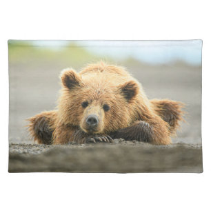 Cutest Baby Animals Coastal Brown Bear Cub Cloth Placemat