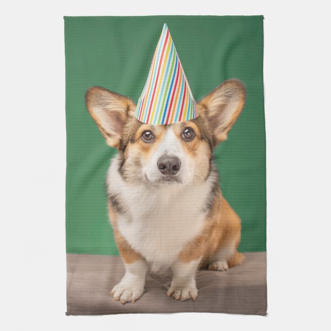 Cutest Baby Animals | Corgi Birthday Puppy Kitchen Towel (Vertical)
