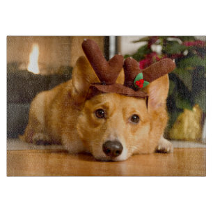 Cutest Baby Animals Corgi Christmas Reindeer Cutting Board
