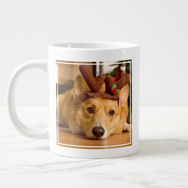 Cutest Baby Animals | Corgi Christmas Reindeer Giant Coffee Mug (Left)