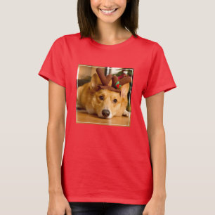 Cutest Baby Animals   Corgi Christmas Reindeer T-Shirt