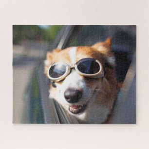 Cutest Baby Animals Corgi Goggles in the Car Jigsaw Puzzle