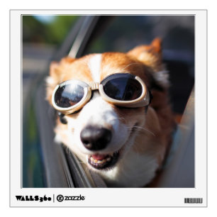 Cutest Baby Animals   Corgi Goggles in the Car Wall Decal