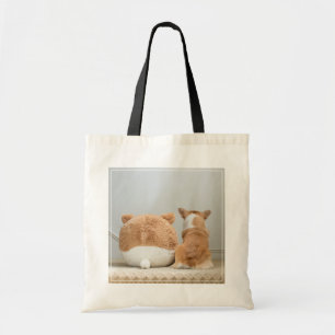 Cutest Baby Animals Corgi & Plush Puppy Tote Bag