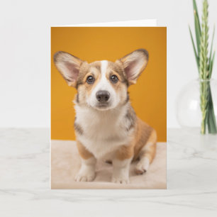 Cutest Baby Animals   Corgi Portrait on Orange Card