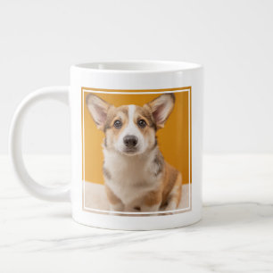 Cutest Baby Animals Corgi Portrait on Orange Giant Coffee Mug