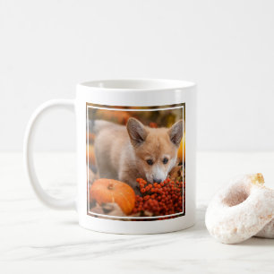 Cutest Baby Animals   Corgi Puppy  in Autumn Coffee Mug