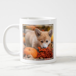 Cutest Baby Animals   Corgi Puppy  in Autumn Giant Coffee Mug