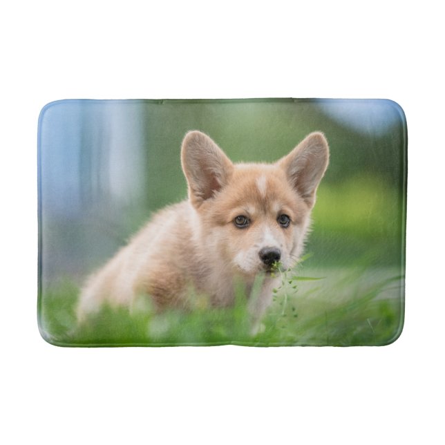 Cutest Baby Animals | Corgi Puppy in the Yard Bath Mat (Front)