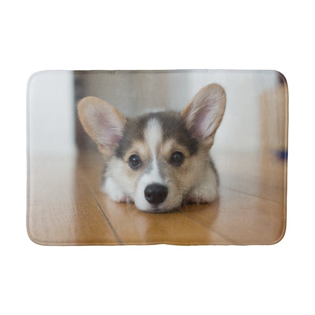 Cutest Baby Animals | Corgi Puppy Looking Bath Mat (Front)