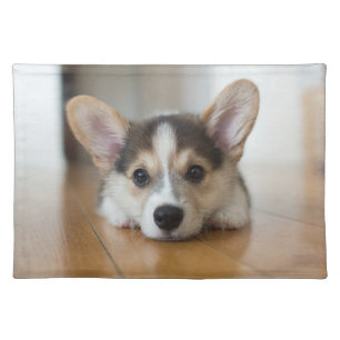 Cutest Baby Animals Corgi Puppy Looking Cloth Placemat