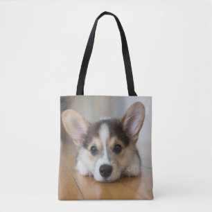 Cutest Baby Animals Corgi Puppy Looking Tote Bag