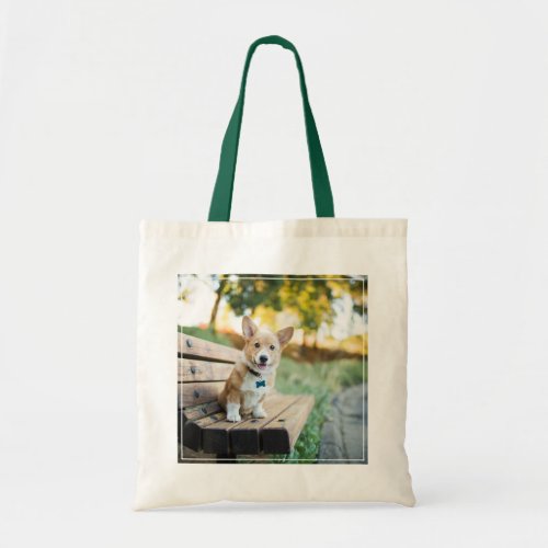 Cutest Baby Animals  Corgi Puppy on a Park Bench Tote Bag