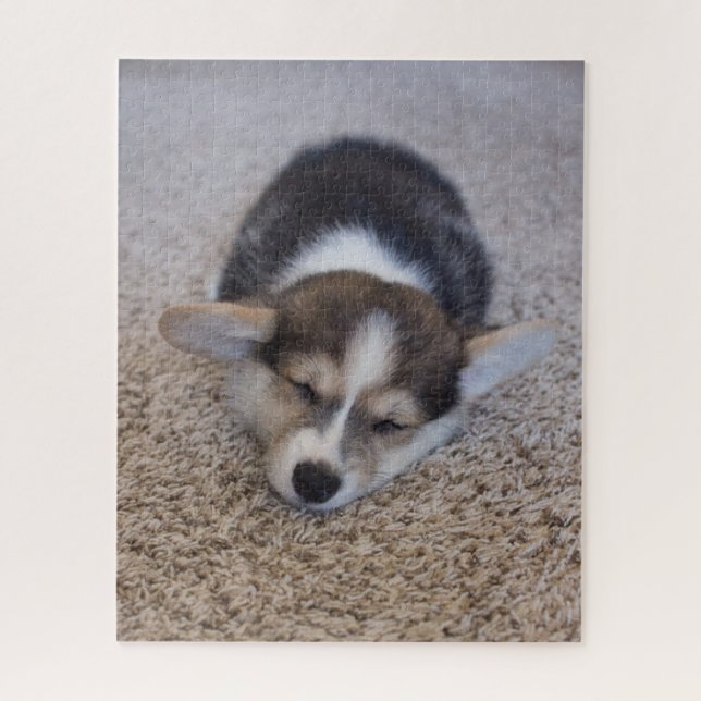 Cutest Baby Animals | Corgi Puppy on Shag Rug Jigsaw Puzzle (Vertical)