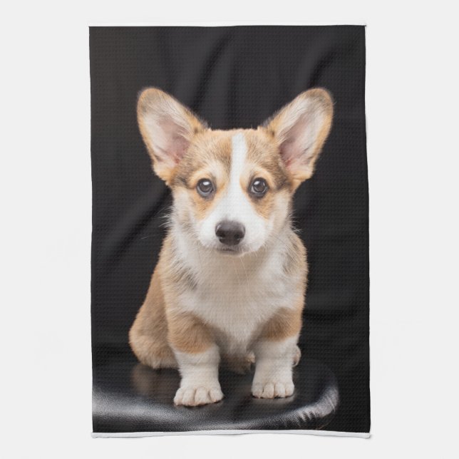 Cutest Baby Animals | Corgi Puppy Standing Tall Kitchen Towel (Vertical)