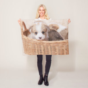 Cutest Baby Animals Corgi Tiny Puppy Fleece Blanket