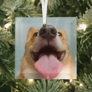 Cutest Baby Animals   Corgi Tongue Glass Ornament