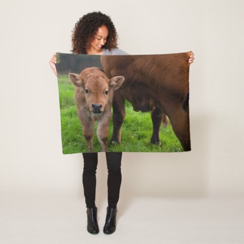 Cutest Baby Animals  Cow  Calf Fleece Blanket
